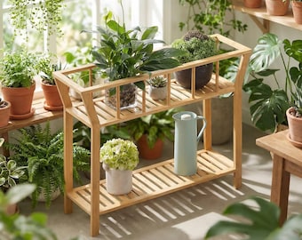 2 Tier Tall Plant Stand Indoor, Slim Table Shelf for Living Room Balcony