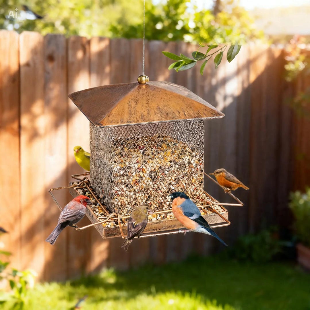 Metal Bird Feeder Outdoor Hanging | Large 3.5LB Garden Feeder - Etsy