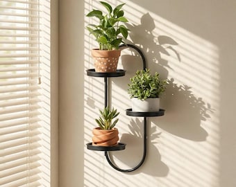 Black Wall Plant Holder Indoor | Window Shelf Hanging Planter Decor
