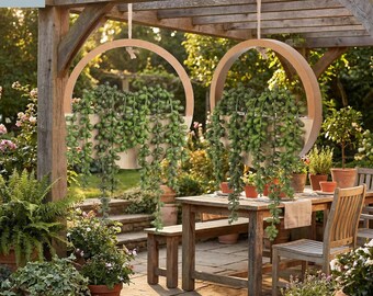 2pcs Hanging Faux Succulents String of Pearls Plant Indoor Outdoor Decor