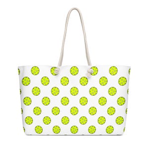 Pickleball Weekender Bag – Oversized Pickleball Tote for Travel, Court & Beach, Green Ball Pattern, Gift for Pickleball Lovers