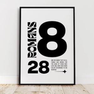 Romarbrevet 8:28 Skrifttryck – Modern kristen heminredning (digital nedladdning)