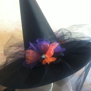 Moonlight Mystic Witch Hat Tri Color Tulle and Organza Witch Hat with Tutu In back Witch Hat image 8