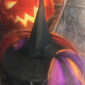 Moonlight Mystic Witch Hat Tri Color Tulle and Organza Witch Hat with Tutu In back Witch Hat image 7