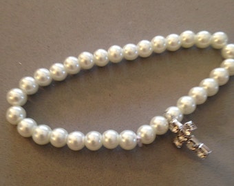 3-Piece Faux Pearl & Crystal Jewelry Set – Necklace, Bracelet & Earrings For Women & Girls