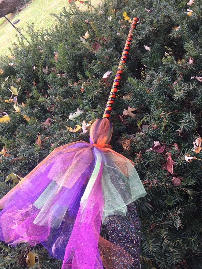 Tulle Witches Broom Witch Costume Broomstick Witch Broom Etsy