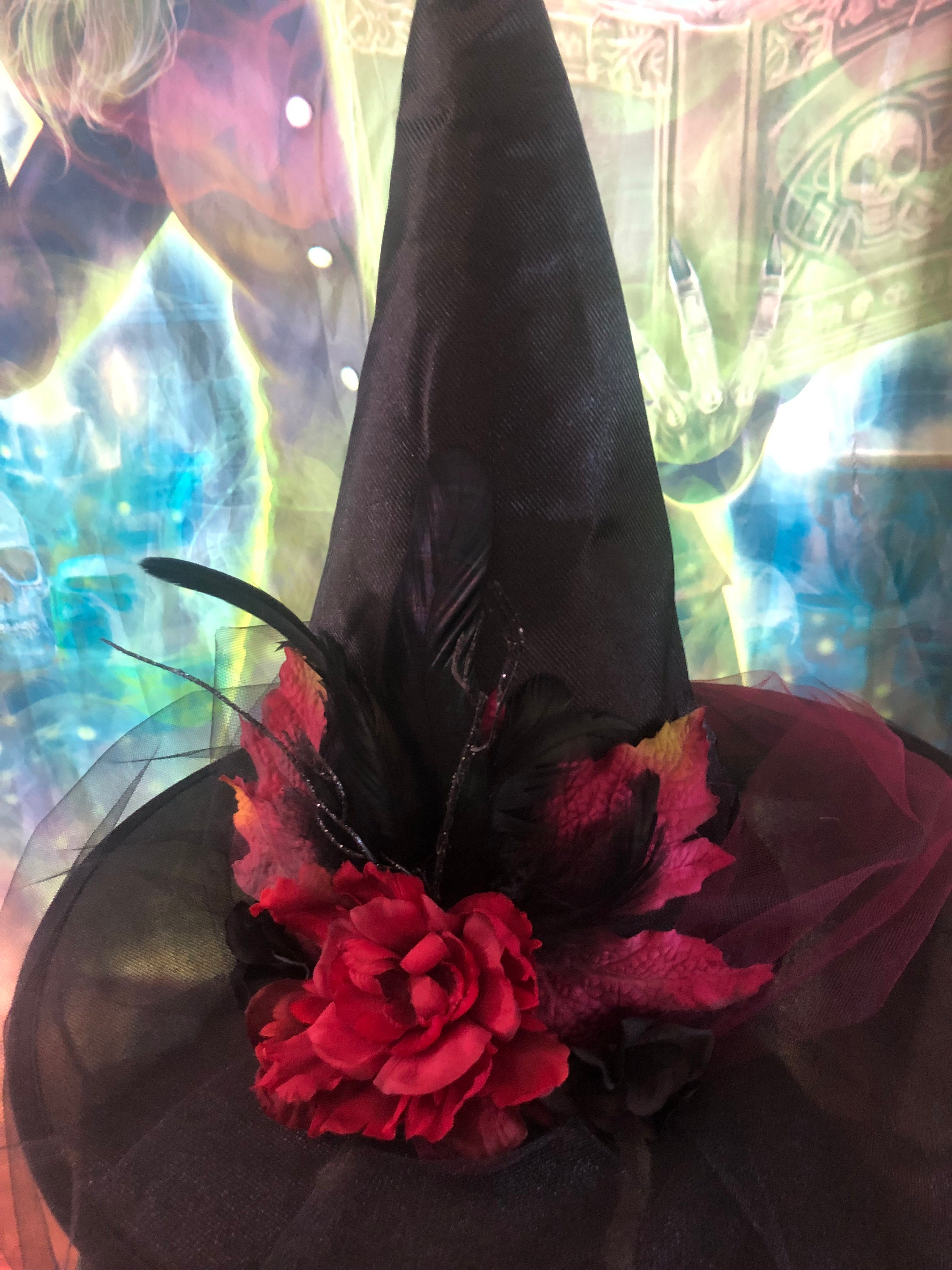 Black and Burgundy Witch Hat - Etsy