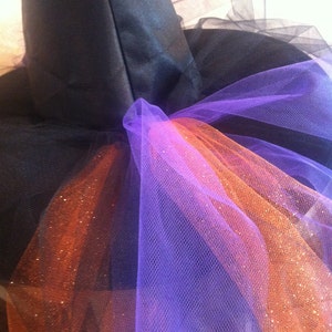 Moonlight Mystic Witch Hat Tri Color Tulle and Organza Witch Hat with Tutu In back Witch Hat image 9