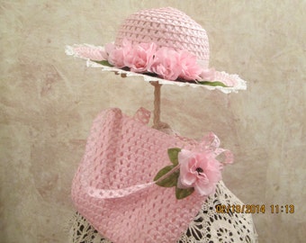 Pink Easter Hat and Handbag set - Girls Easter Hat and Purse - Pink Easter Hat and Bag