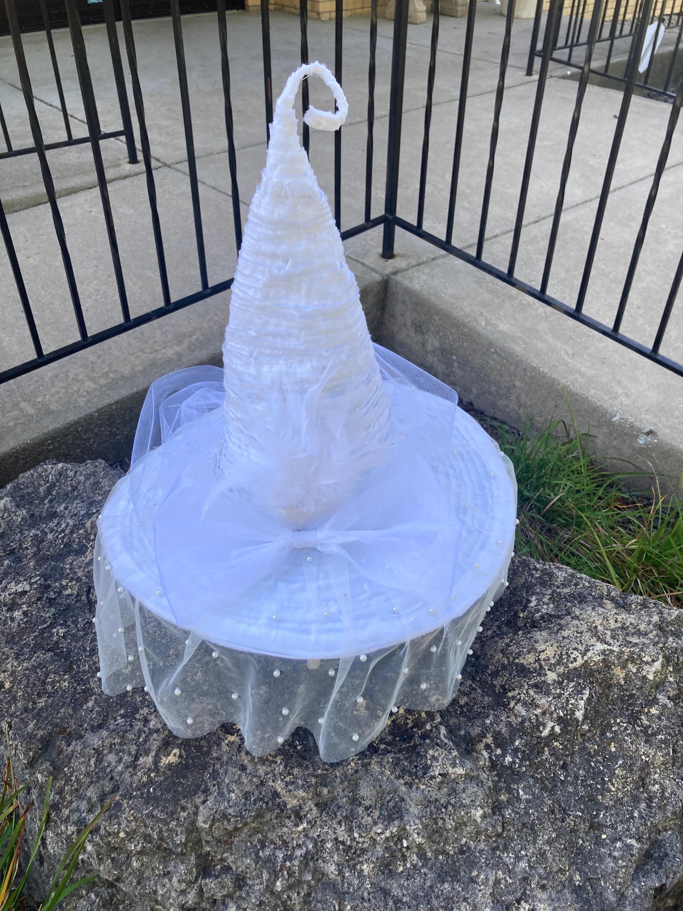 White Velvet Witch Hat, Wide Brim- 23\