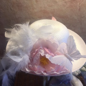 Little Girls Tea Hat Easter Hat Church Hat Flower Girl Hat image 1