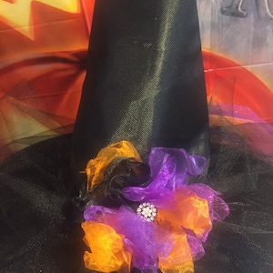 Moonlight Mystic Witch Hat Tri Color Tulle and Organza Witch Hat with Tutu In back Witch Hat image 5