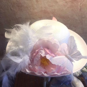 Little Girls Tea Hat - Easter Hat - Church Hat - Flower Girl Hat