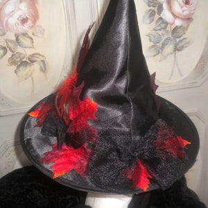 Childs Witch Hat Black and Red Witch Hat Costume Witch Hat Halloween Witch Hat image 2