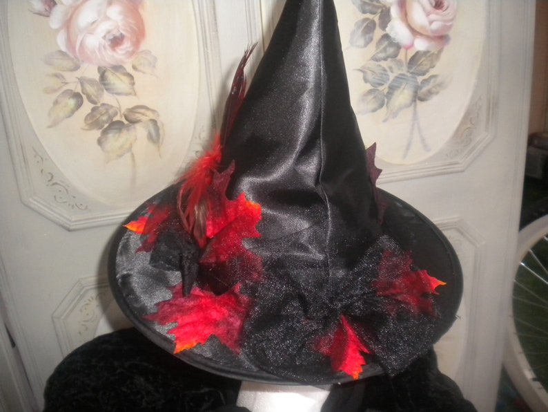 Childs Witch Hat Black and Red Witch Hat Costume Witch Hat Halloween Witch Hat image 2