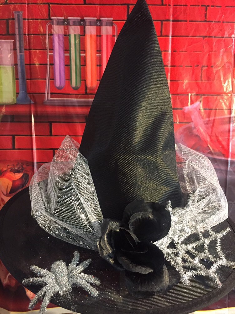 Hexenhut Mit Glitter – Schwarzer Märchenhut Für Karneval, Halloween & Kostümpartys