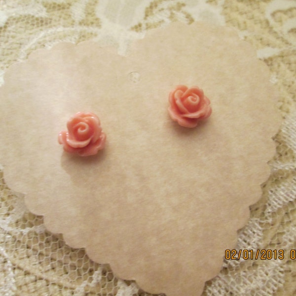 Resin rose earrings - cute rose earrings - rose earrings - pink rose earrings - jewelry