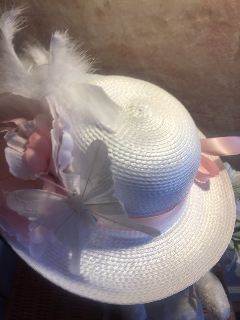 Little Girls Tea Hat Easter Hat Church Hat Flower Girl Hat image 9