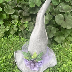 Gray Velour Witch Hat -Bendable Hat