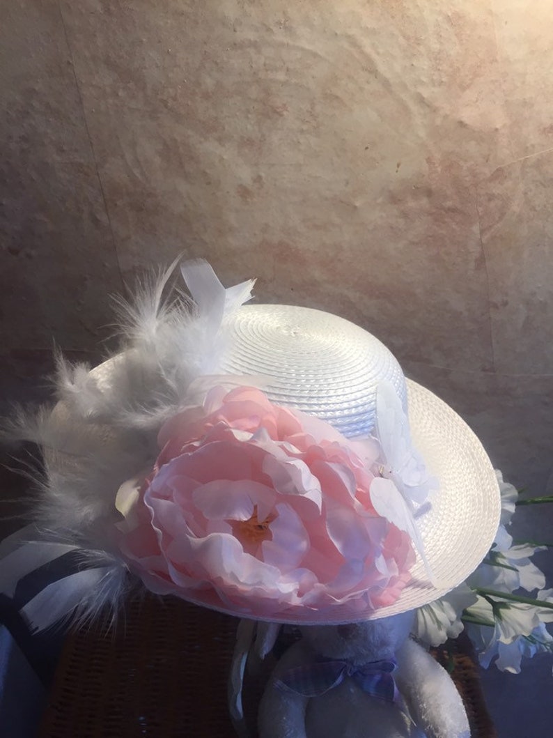 Little Girls Tea Hat Easter Hat Church Hat Flower Girl Hat image 5