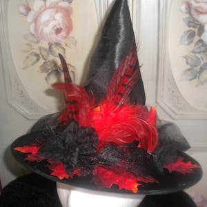 Childs Witch Hat Black and Red Witch Hat Costume Witch Hat Halloween Witch Hat image 1