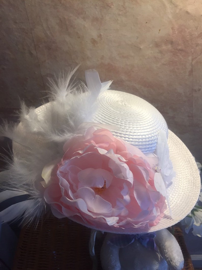 Little Girls Tea Hat Easter Hat Church Hat Flower Girl Hat image 2