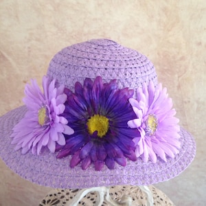 Girls Lavender Straw Hat
