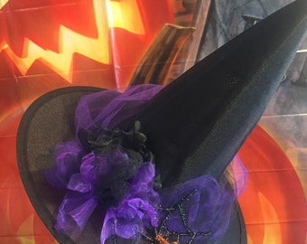Little Girls Black and Purple Witch Hat -