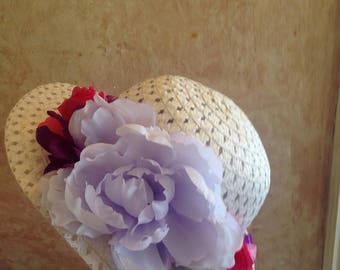 Girls tea party hat - Easter Hat  - Straw Hat