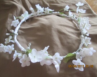 White Flower Girl Wreath: First Communion Wedding Hair Accessory