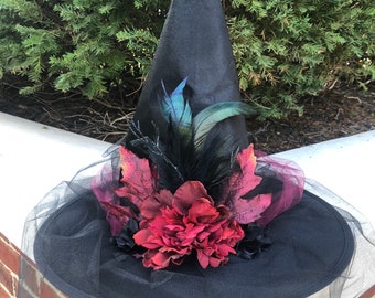 Black and Burgundy Witch Hat