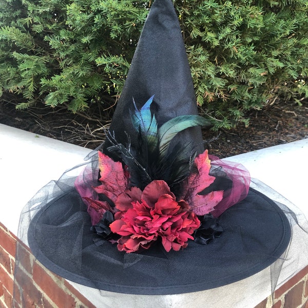 Black and Burgundy Witch Hat