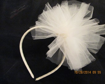 Ivory Tulle Puff Headband - Tulle Bridal Headband - Tulle Flower Girl Headband - Tulle Headband