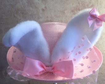 Pink Easter Hat -  Bunny Ear Hat -