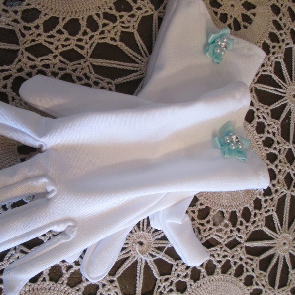 Girls Easter Gloves  - Girls White Gloves - Tea Party gloves - Girls dressy gloves