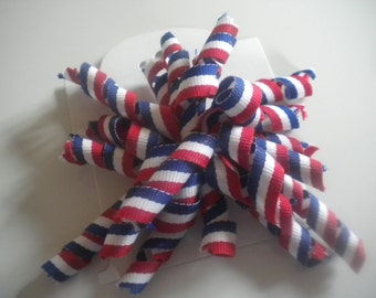 Girls 4th of July korker bow hair clip - Independence Day hair bow