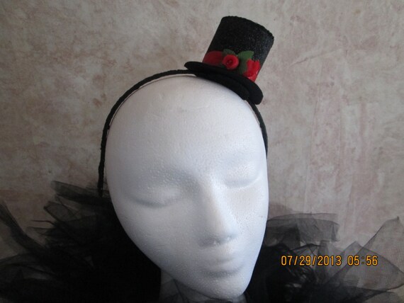 Women's Red Glitter Mini Top Hat - Foto 2