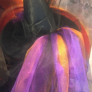 Moonlight Mystic Witch Hat Tri Color Tulle and Organza Witch Hat with Tutu In back Witch Hat image 6