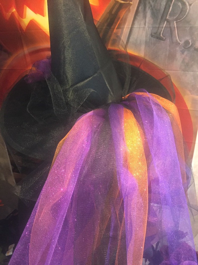 Moonlight Mystic Witch Hat Tri Color Tulle and Organza Witch Hat with Tutu In back Witch Hat image 6