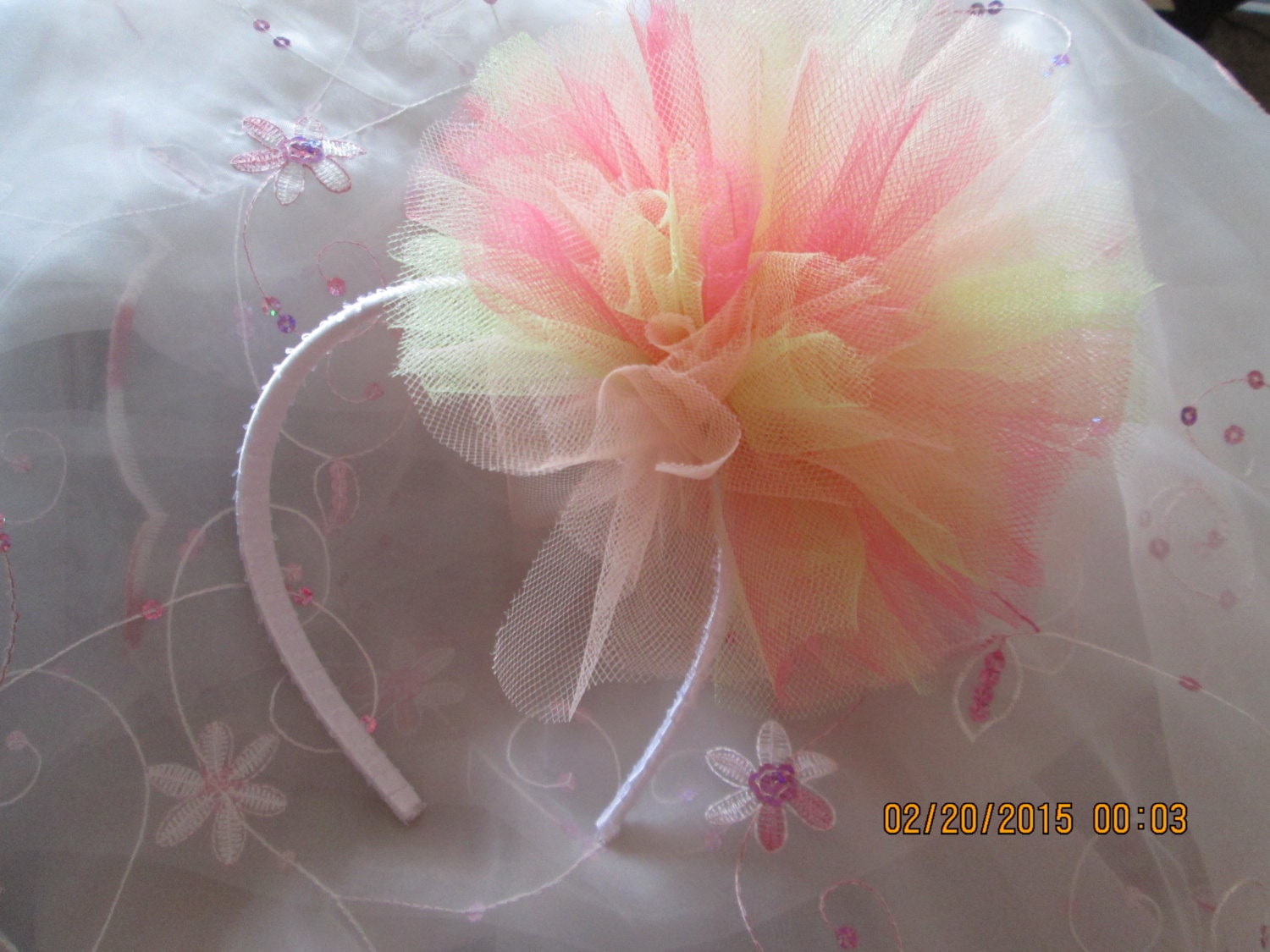 Tulle Floral Headband in Natural