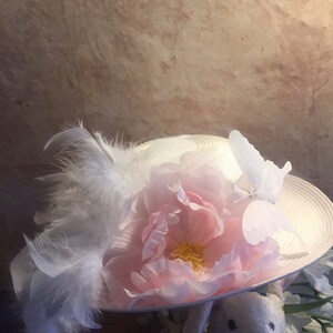 Little Girls Tea Hat Easter Hat Church Hat Flower Girl Hat image 3