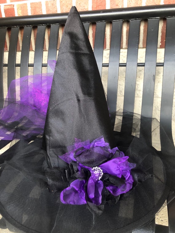 Elegant Black Hat with Purple Flower Accent Elegant Black Fascinator Hat with Floral Embellishment  main image 4
