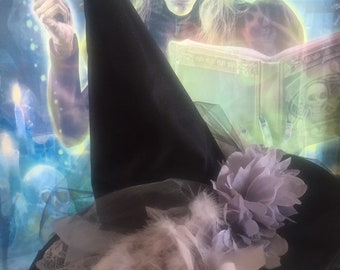 Mysterious Moon Witch Hat - Shades of Gray Witch Hat - Costume Witch Hat - Wiccan Hat
