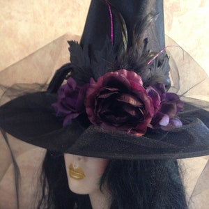 Witch Hat - Black and Purple Witch Hat - Wiccan or Halloween Witch