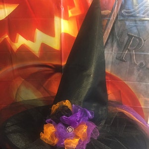 Moonlight Mystic Witch Hat Tri Color Tulle and Organza Witch Hat with Tutu In back Witch Hat image 2