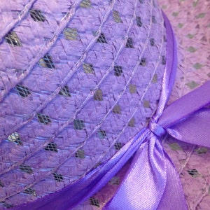 Girl's Lavender Straw Hat Easter Hat Derby Hat image 3