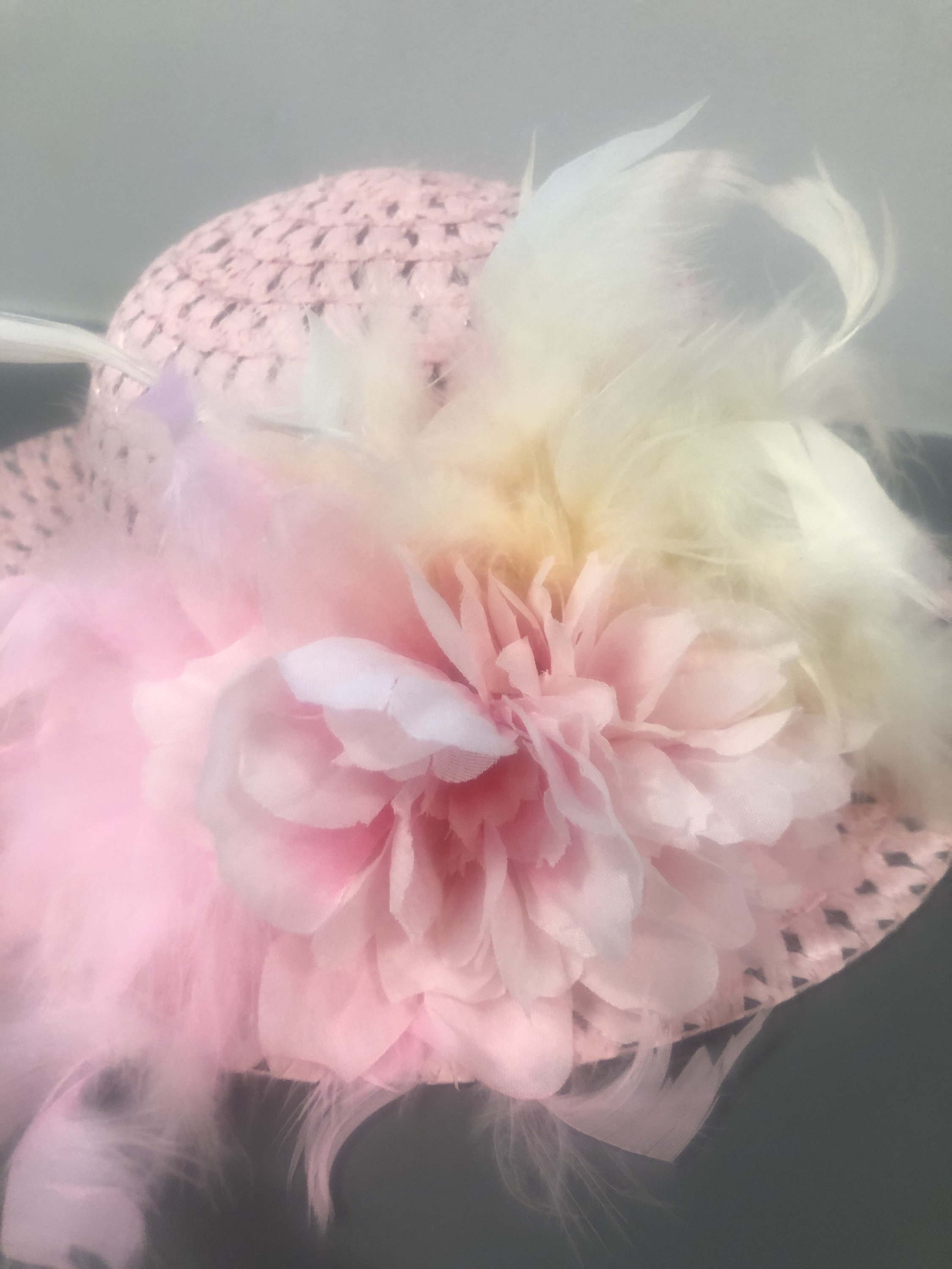 Pink Straw Tea Party Hat – Girls Flowers & Feathers - Etsy