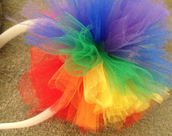 Pride Festival Headband- LGBTQ -Headband - Rainbow Tulle Headband