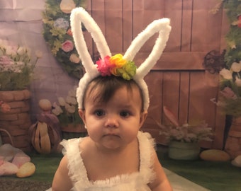 White Bunny Ear Headband