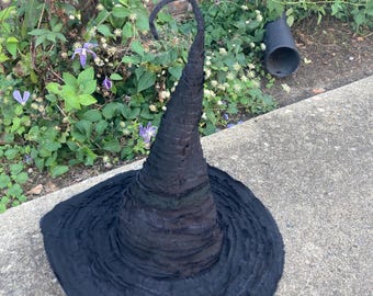 Black curly tip wicked witch hat